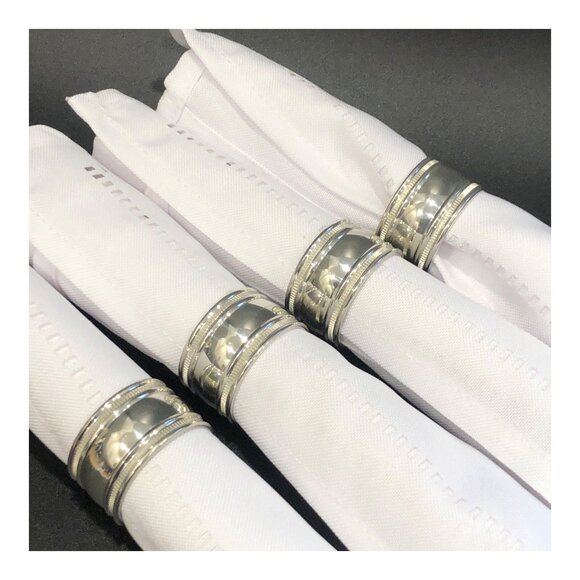 Royal Selangor Pewter Napkin Rings With Wood Storage Box Set of 4 - Picture 9 of 14